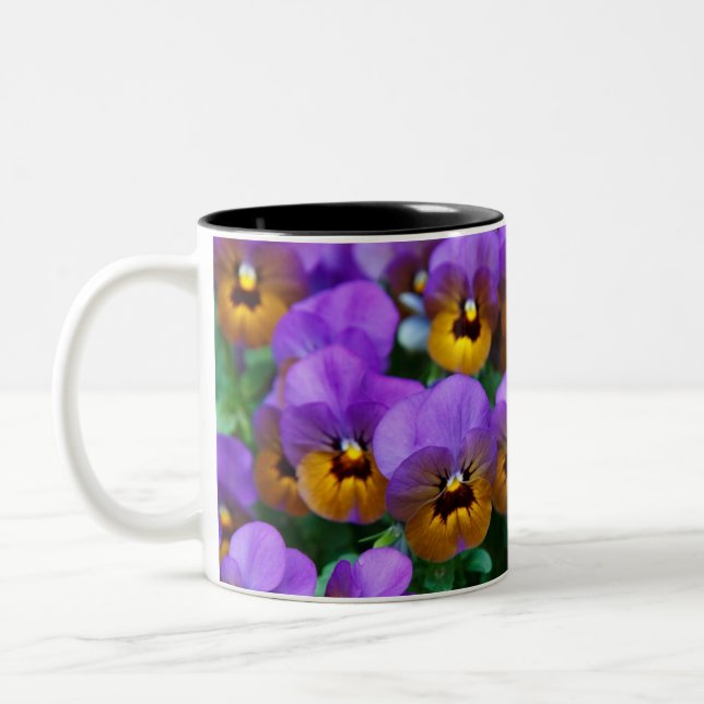 Taza Bicolor Purple and Gold Pansies (Izquierda)