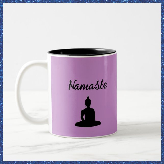 Taza Bicolor Purple Buddha Namaste (Subido por el creador)