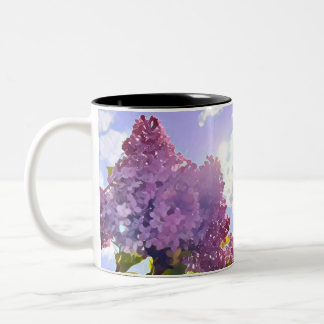 Taza Bicolor purple Floral photo bouquet inspirational phrase (Izquierda)
