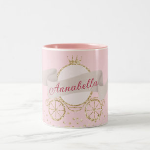 Taza Bicolor Purpurina de oro Carrie Hadas Nombre personalizado