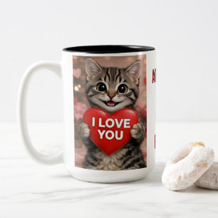 Taza Bicolor Purpurina el Gatito de Navidad