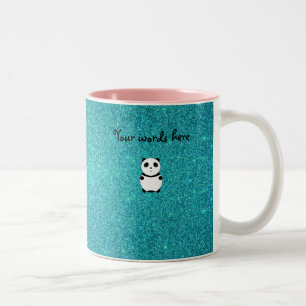 Taza Bicolor Purpurina lindo de la turquesa de la panda del