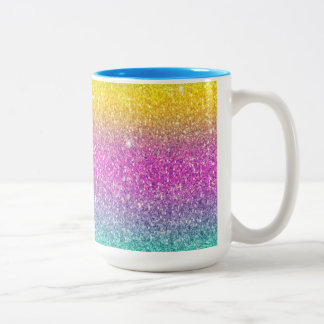 Taza Bicolor Purpurina Ombre, arcoiris, percha de golosina, taz
