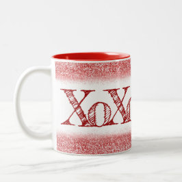 Taza Bicolor Purpurina rojo XOXO