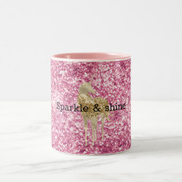 Taza Bicolor Purpurina Rosa Girona Confetti Gold Unicorn