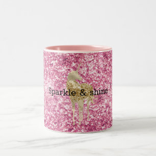 Taza Bicolor Purpurina Rosa Girona Confetti Gold Unicorn