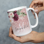 Taza Bicolor Purpurina rosado moderno y espuma de flores con no<br><div class="desc">Purpurina rosado moderno y espuma de flores con nombre</div>