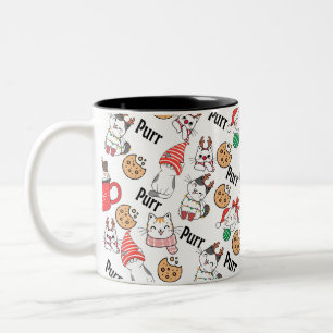 Taza Bicolor Purr Cat Navidad Mug