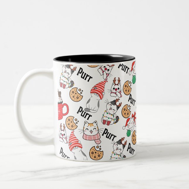 Taza Bicolor Purr Cat Navidad Mug (Izquierda)