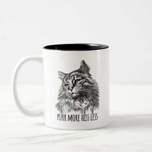 Taza Bicolor Purr More Hiss Less Pretty Kitty (Izquierda)