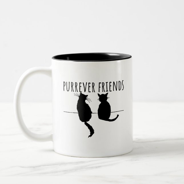 Taza Bicolor Purrever Friends Cute Cat Best Friends (Izquierda)