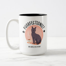 Taza Bicolor Purrfectionist Cat Mom Coffee Lover Funny Quote