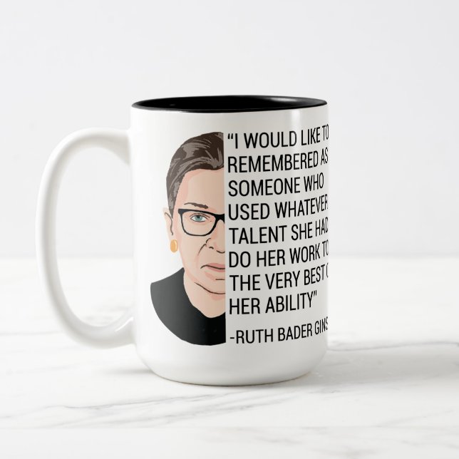 Taza Bicolor QEPD tributo a RBG Ruth Bader Ginsburg (Izquierda)