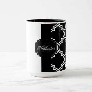 Taza Bicolor Quatrefoil blanco y negro