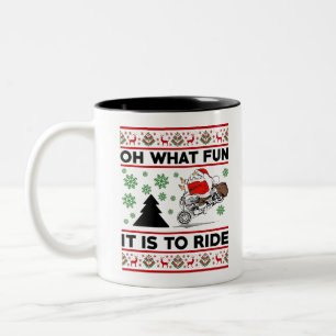 Taza Bicolor Qué divertido es montar en motocross Santa Dirt Bi