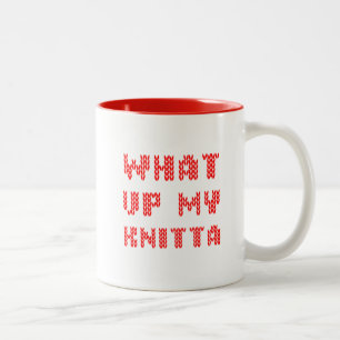Taza Bicolor Qué encima de mi knitta
