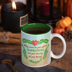 TAZA BICOLOR QUE LA PAZ SEA TU REGALO A LOS NAVIDADES