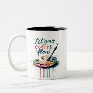 Taza Bicolor "Que tus colores fluyan" Inspirador artístico