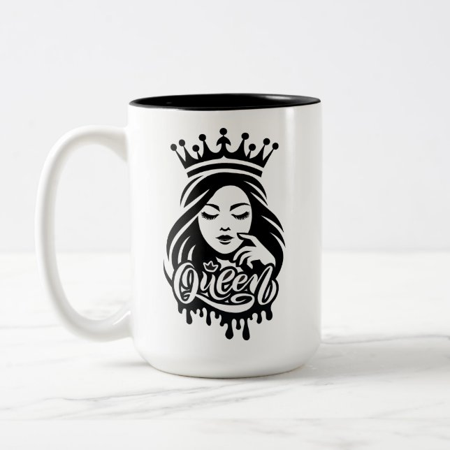 Taza Bicolor Queen Design – Elegant Royal Crown (Izquierda)