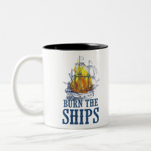 Taza Bicolor Quema de barcos, arte de hinchas del Rey y el Paí