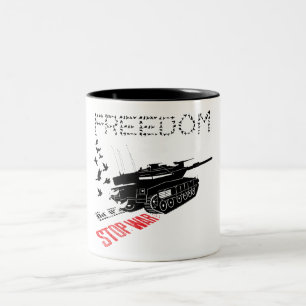 Taza Bicolor Queremos Paz Mundial y Libertad, Detengan la Guerr