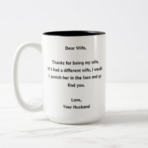 Taza Bicolor Querida esposa Funny Love