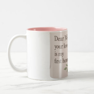 Taza Bicolor Querida mamá - Floral Mug con una conmovedora cita