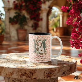 Taza Bicolor Querida Moda Floral Boho Monograma Mug para Mia
