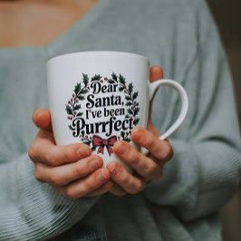 Taza Bicolor Querido Papá Noel, el gato del gato de los Navidad