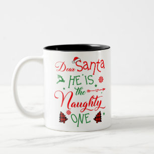 Taza Bicolor querido Papá Noel es la traviesa Christma de la fa