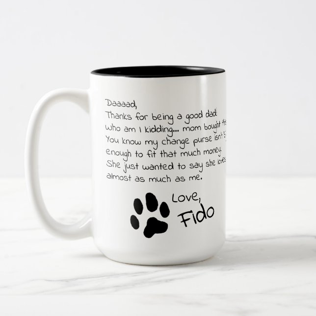 Taza Bicolor Querido perro papá mamá Mascota Personalizable nom (Izquierda)