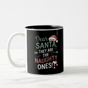 Taza Bicolor Querido Santa Ellos Son Los Traviesos Navidad 