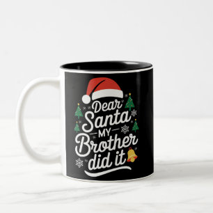 Taza Bicolor Querido Santa Mi Hermano Lo Hizo Navidades gracios