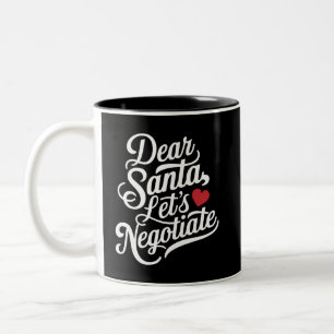 Taza Bicolor Querido Santa Negociemos Regalo Divertido de Navid