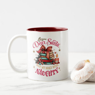 Taza Bicolor Querido Santa, Solo Mis Libros Fueron Traviesos