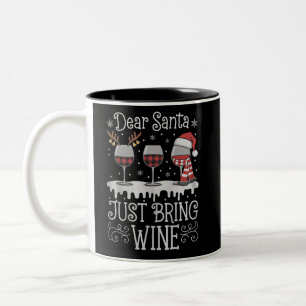 Taza Bicolor Querido Santa Trae Solo Vino Fiesta de Bebida de N