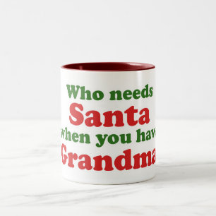 Taza Bicolor Quién necesita a Santa cuando tienes abuela