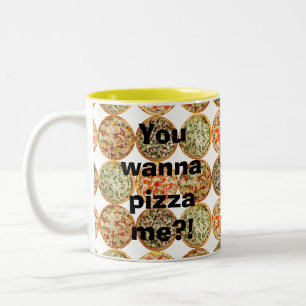 Taza Bicolor "¡¿Quieres pizza?!"