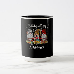 Taza Bicolor Quillar con mis Navidades gnomos hace vacaciones