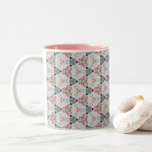 Taza Bicolor Quinto, silencioso, retro patrón rosado café tafet