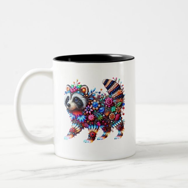 Taza Bicolor Raccona con brillo encantado (Izquierda)