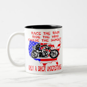 Taza Bicolor Race Ride Chase Sólo Un Biker Entiende #