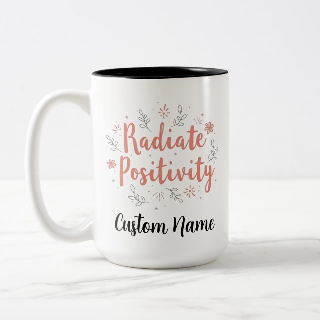 Taza Bicolor Radiactividad Positividad Floral Sunray Personaliz (Izquierda)