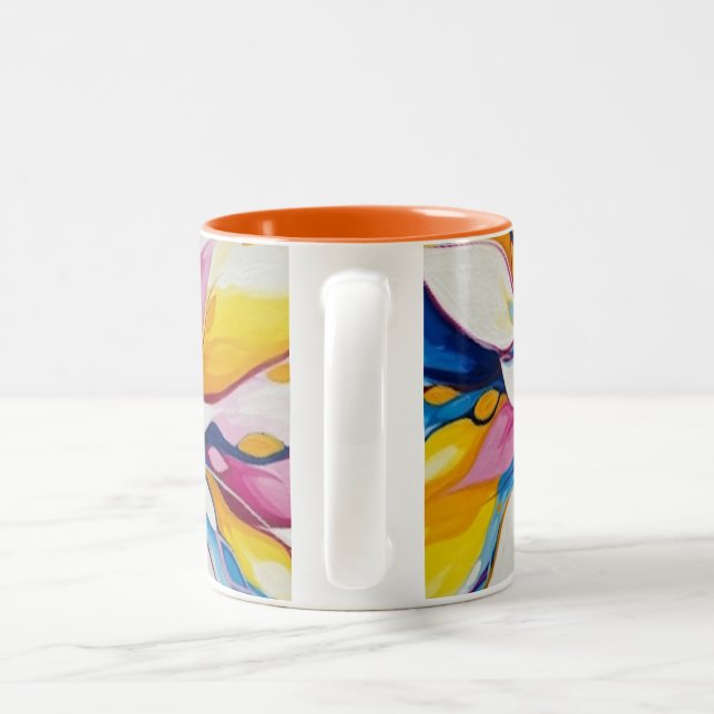 Taza Bicolor Radiant Bloom - Abstract Floral Burst (Mango)