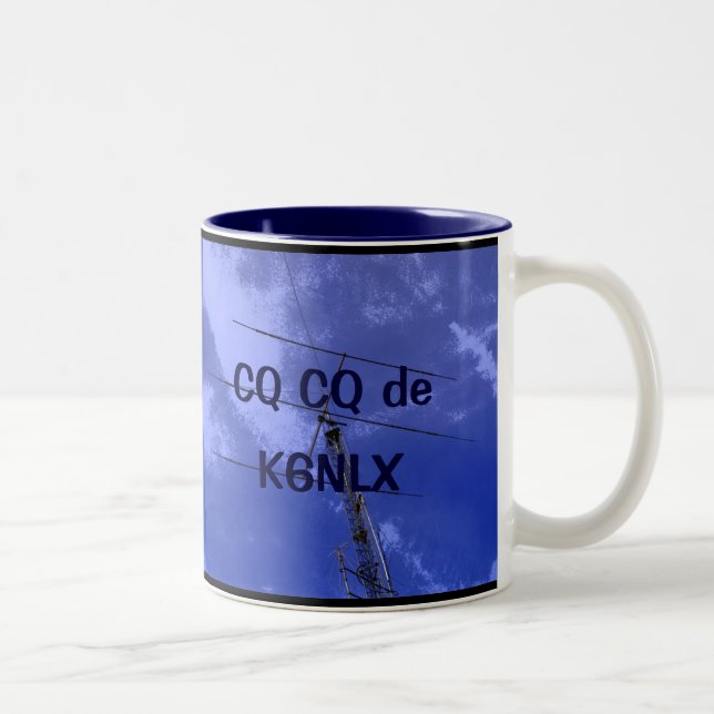 Taza Bicolor Radio Amateur CQ y Callsign Mug (Derecha)