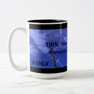 Taza Bicolor Radio Amateur QRN y Callsign Mug