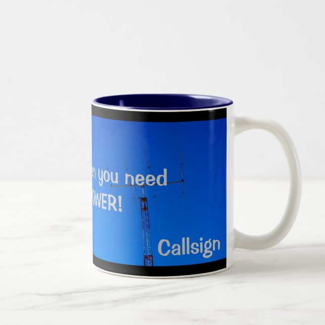 Taza Bicolor Radio Amateur QRO y Callsign Mug (Derecha)