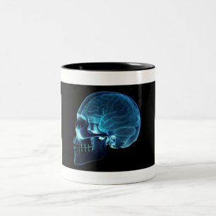 Taza Bicolor Radiografía del cerebro dentro de un cráneo