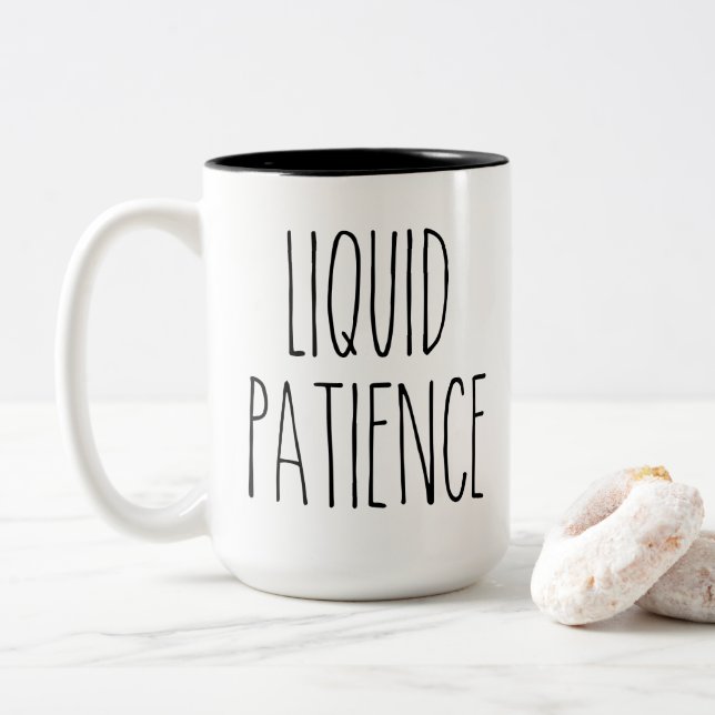 Taza Bicolor RAE DUNN Inspiro Paciencia Líquida Café Mug (Con donut)