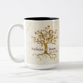 Taza Bicolor Raíces De Árboles De Swirl Nombres Personalizados 